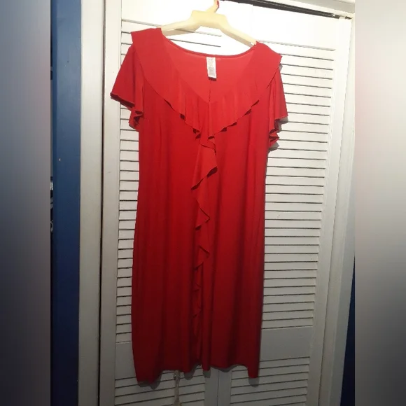 Red Ruffled Dress - Picture 1 of 5